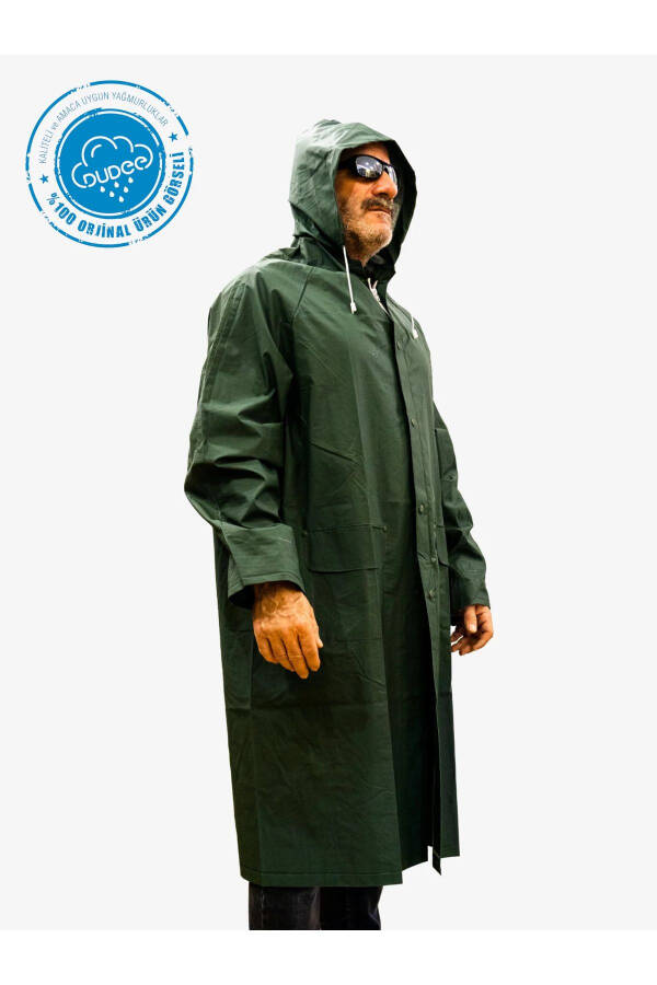 Unisex Yeşil Pvc Yağmurluk Çıtçıtlı - YEŞİL - 5