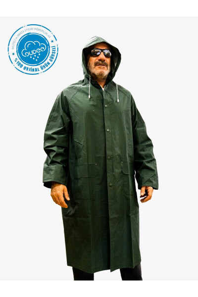 Unisex Yeşil Pvc Yağmurluk Çıtçıtlı - YEŞİL - 6