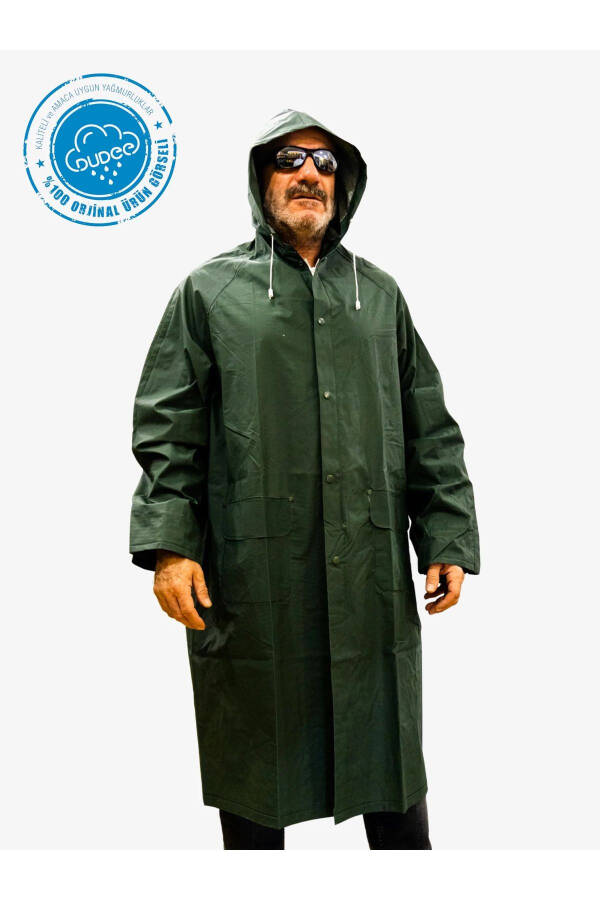 Unisex Yeşil Pvc Yağmurluk Çıtçıtlı - YEŞİL - 6