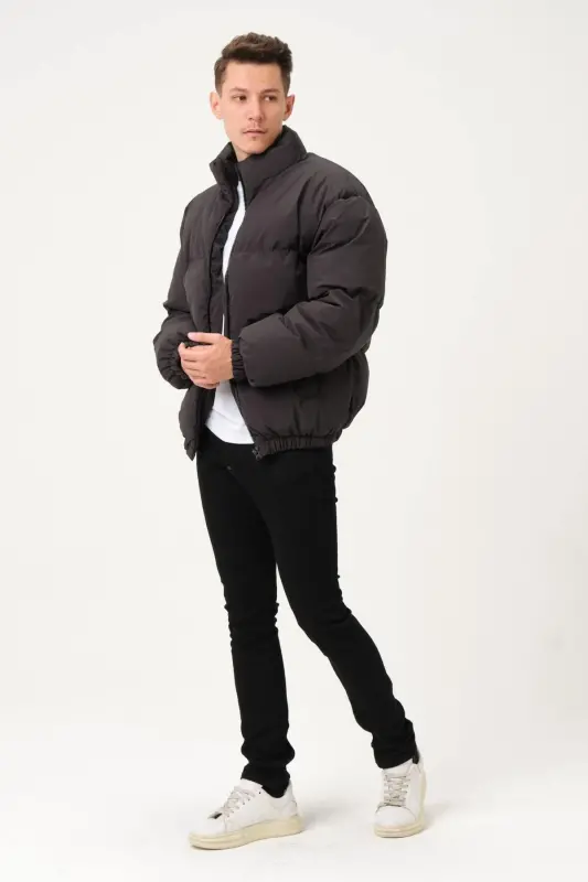 Unisex Yomg'ir Shamol o'tkazmaydigan Bomber Oversize Kurtka Palto Suv o'tkazmaydigan-ANTRASIT - 2