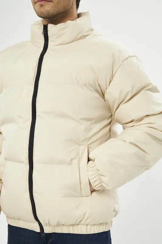 Unisex Yomg'ir Shamol O'tkazmaydigan Bomber Oversize Kurtka Palto Suv o'tkazmaydigan MM-153-KREM - 3