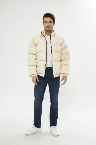 Unisex Yomg'ir Shamol O'tkazmaydigan Bomber Oversize Kurtka Palto Suv o'tkazmaydigan MM-153-KREM - 5