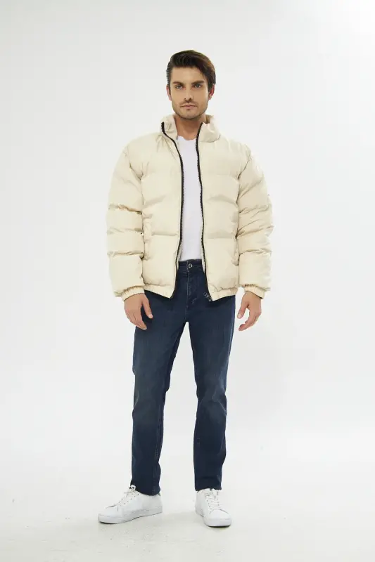 Unisex Yomg'ir Shamol O'tkazmaydigan Bomber Oversize Kurtka Palto Suv o'tkazmaydigan MM-153-KREM - 5