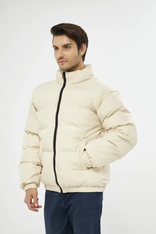 Unisex Yomg'ir Shamol O'tkazmaydigan Bomber Oversize Kurtka Palto Suv o'tkazmaydigan MM-153-KREM - 7