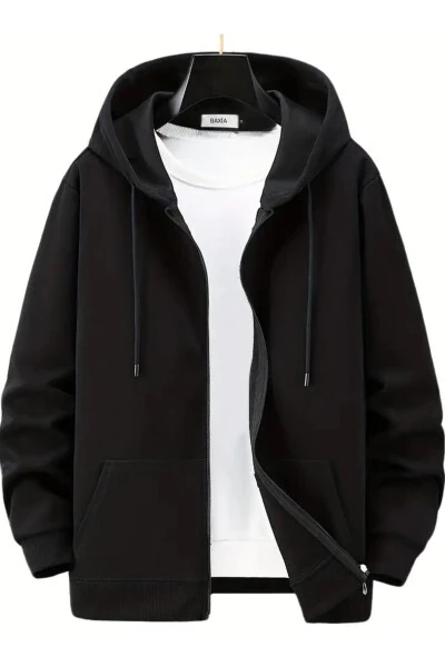 Unisex zip-up hooded cardigan jacket and 2-pack T-shirt. - DAXIA