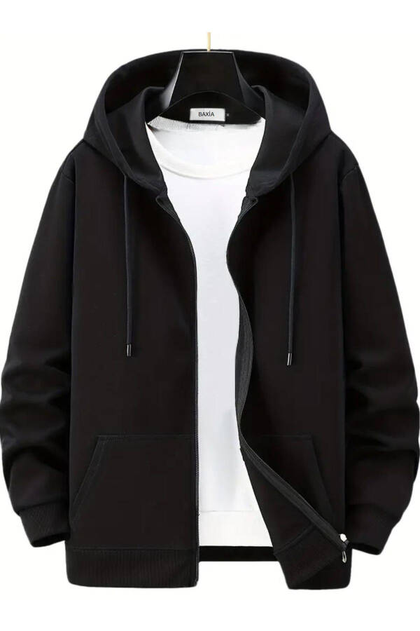 Unisex zip-up hooded cardigan jacket and 2-pack T-shirt. - 1