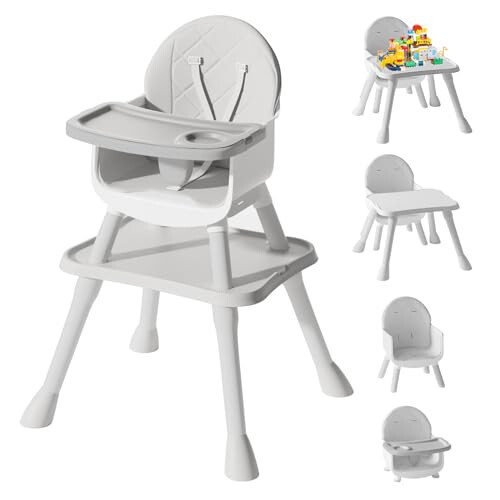 UNISWAN 6 in 1 Baby High Chair, Convertible Highchair for Babies and Toddlers (Grey) - 31