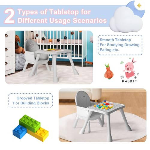 UNISWAN 6 in 1 Baby High Chair, Convertible Highchair for Babies and Toddlers (Grey) - 33