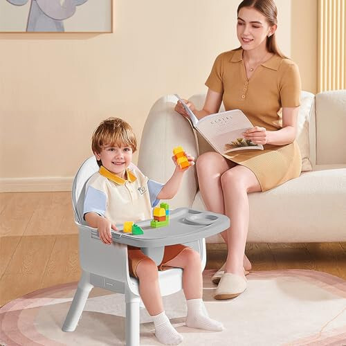 UNISWAN 6 in 1 Baby High Chair, Convertible Highchair for Babies and Toddlers (Grey) - 22