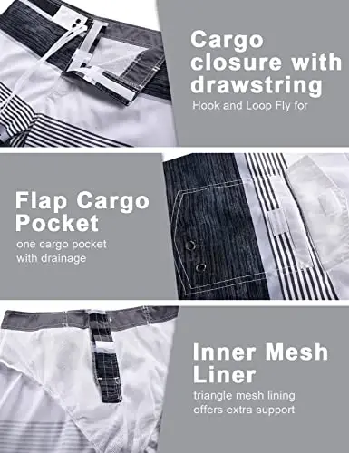 unitop Men's Board Shorts Summer Holiday Surf Trunks Quick Dry - 6