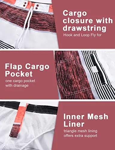 unitop Men's Board Shorts Summer Holiday Surf Trunks Quick Dry - 6