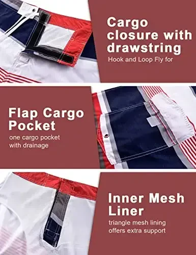 unitop Men's Board Shorts Summer Holiday Surf Trunks Quick Dry - 6