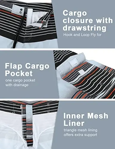unitop Men's Board Shorts Summer Holiday Surf Trunks Quick Dry - 5