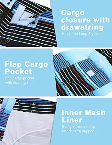 unitop Men's Board Shorts Summer Holiday Surf Trunks Quick Dry - 5