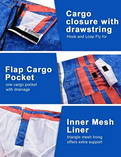 unitop Men's Board Shorts Summer Holiday Surf Trunks Quick Dry - 5