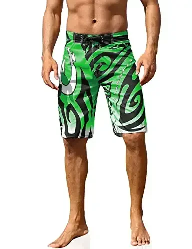 unitop Men's Swim Trunks Beachwear Quick Dry Hawaiian Printed 