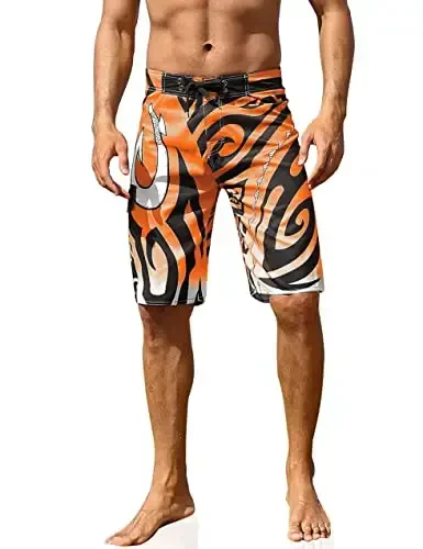unitop Men's Swim Trunks Beachwear Quick Dry Hawaiian Printed 