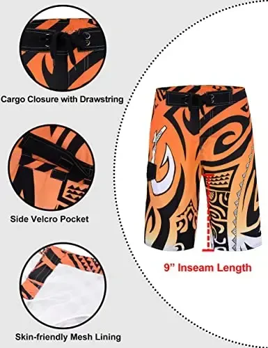 unitop Men's Swim Trunks Beachwear Quick Dry Hawaiian Printed - 5