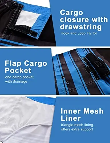 unitop Men's Board Shorts Summer Holiday Surf Trunks Quick Dry - 6