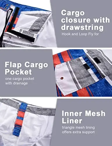 unitop Men's Board Shorts Summer Holiday Surf Trunks Quick Dry - 5