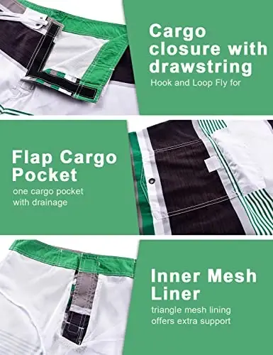 unitop Men's Board Shorts Summer Holiday Surf Trunks Quick Dry - 6