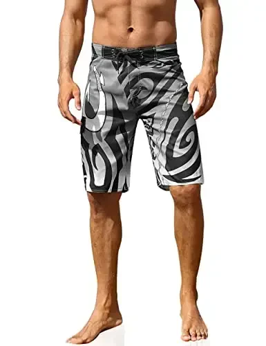 unitop Men's Swim Trunks Beachwear Quick Dry Hawaiian Printed 