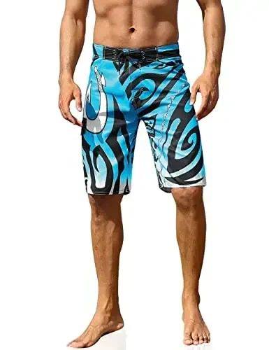unitop Men's Swim Trunks Beachwear Quick Dry Hawaiian Printed 