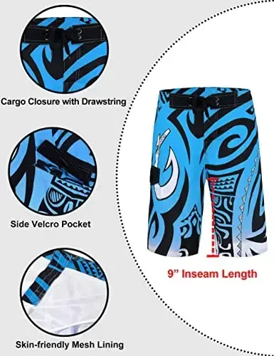 unitop Men's Swim Trunks Beachwear Quick Dry Hawaiian Printed - 5