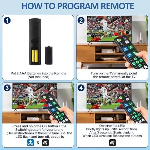 Universal Big Button TV Remote Replacement, Compatible with All Samsung/VIZIO/LG/Sony/Philips Smart TVs and More 