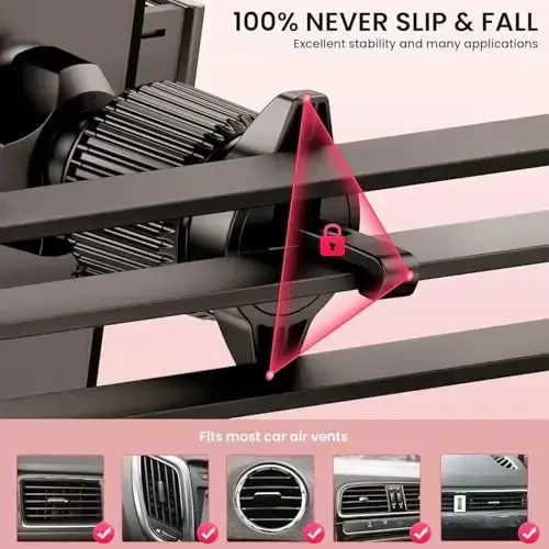 Universal Car Phone Mount Holder [3-in-1 Suction Cup] for Dashboard Windshield Air Vent, Military-Grade Adhesive Phone Car Mount, One Hand Release for iPhone Samsung Android Smartphones - 4