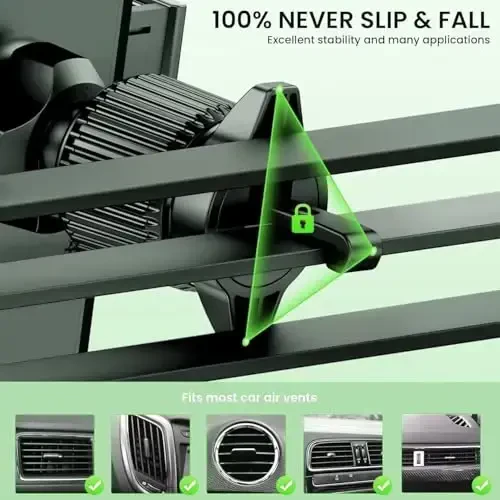 Universal Car Phone Mount Holder - [Harbiy darajadagi so'rg'ich va xavfsiz qisqich] 3-in-1 Oyna, Asboblar paneli, Havo chiqarish teshigi Avtomobil telefon ushlagichi barcha iPhone va smartfonlar bilan mos keladi - 4
