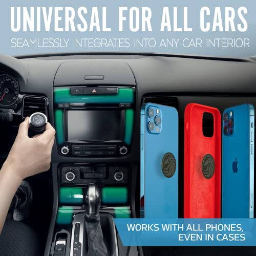 Universal Car Phone Mount Magnetic - All-Metal Car Mount for Smartphone & GPS - Cell Phone Holder for Car Dashboard. +100 to Safeness & Comfort - 3