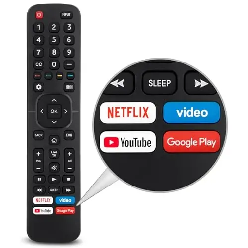 Universal for Hisense TV Remote Replacement | Fully Compatible with All Hisense Smart TVs | Original Design with All Functional Buttons Intact - OMAIC