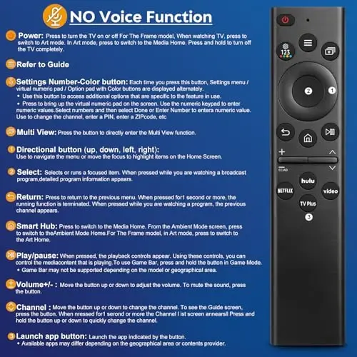 Universal for Samsung-TV-Remote-Control Replacement,Compatible with All Samsung Smart Frame Curved QLED TVs - 5