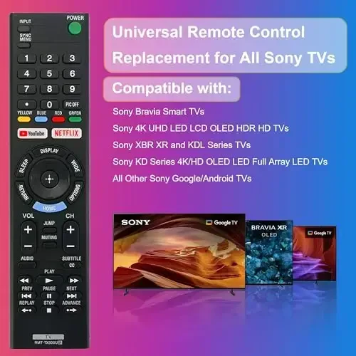 Universal Remote Control for Sony-TV-Remote Replacement Remote for All Sony Bravia Smart LED UHD LCD HD Google TVs RMT-TX300U RMT-TX100U with YouTube,Netflix Buttons - No Setup Needed - 2