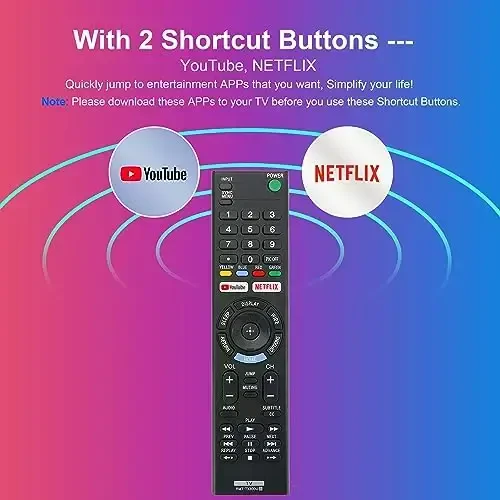 Universal Remote Control for Sony-TV-Remote Replacement Remote for All Sony Bravia Smart LED UHD LCD HD Google TVs RMT-TX300U RMT-TX100U with YouTube,Netflix Buttons - No Setup Needed - 5