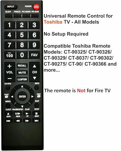 Universal Remote Control for Toshiba TV, Replacement for All Toshiba LCD LED HDTV 3D 4K UHD Smart TVs - 5
