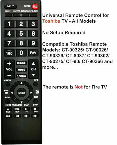 Universal Remote Control for Toshiba TV, Replacement for All Toshiba LCD LED HDTV 3D 4K UHD Smart TVs - 5