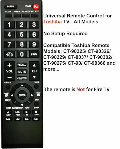 Universal Remote Control for Toshiba TV, Replacement for All Toshiba LCD LED HDTV 3D 4K UHD Smart TVs - 5