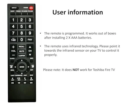 Universal Remote Control for Toshiba TV, Replacement for All Toshiba LCD LED HDTV 3D 4K UHD Smart TVs - 6