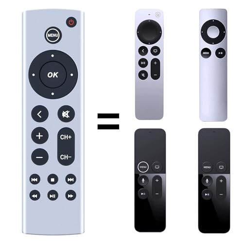 Universal Replacement Remote Control Compatible for Apple TV 4K/ Gen 1 2 3 4/ HD A2843 A2737 A2169 A1842 A1625 A1427 A1469 A1378 A1218 A1294 (No Voice Function) - RETROSUN