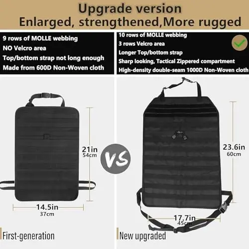 Universal Tactical Car Seat Back Organizer Bag Tactical Molle Vehicle Organizers Panel Vehicle Protector Organizers with 5 Detachable Pouches for Car Truck Ford Jeep (Upgraded C model Black) - 5