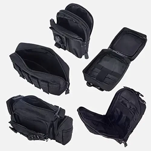 Universal Tactical Car Seat Back Organizer Bag Tactical Molle Vehicle Organizers Panel Vehicle Protector Organizers with 5 Detachable Pouches for Car Truck Ford Jeep Vehicle (Black) - 6