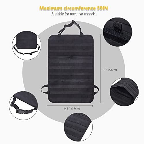 Universal Tactical Car Seat Back Organizer Bag Tactical Molle Vehicle Organizers Panel Vehicle Protector Organizers with 5 Detachable Pouches for Car Truck Ford Jeep (Black) - 5