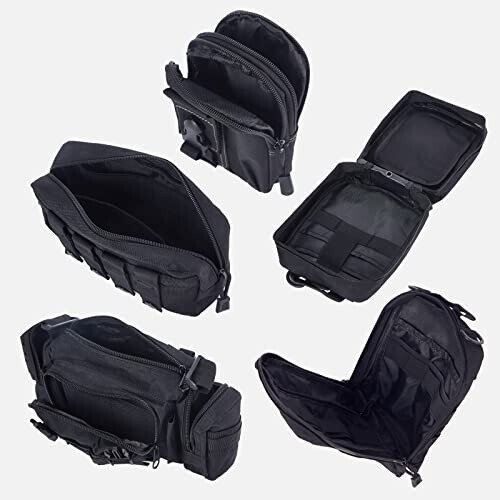 Universal Tactical Car Seat Back Organizer Bag Tactical Molle Vehicle Organizers Panel Vehicle Protector Organizers with 5 Detachable Pouches for Car Truck Ford Jeep (Black) - 6