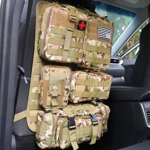Universal Taktik Avtomobil O'rindiq Orqa Organayzer Sumkasi Taktik Molle Avtotransport Organayzerlari Panel Avtotransport Himoya Organayzerlari 5 Ta'minotli Cho'ntakli Avtomobil Yuk Mashinasi Ford Jeep Avtotransport Uchun (CP camo) - 1