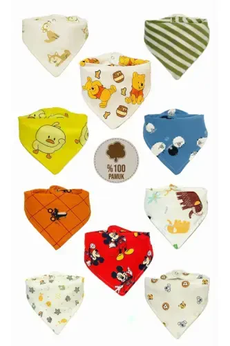 Универсальный органический хлопковый двухслойный детский слюнявчик с рисунком. - 3