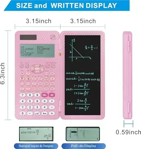 Scientific Calculators for College Students, IPepul Pink Desktop Math Solar Calculator with Notepad,991EX Type-C Rechargeable 552 Functions, School Supplies for Middle High School and Students(Pink) - 5