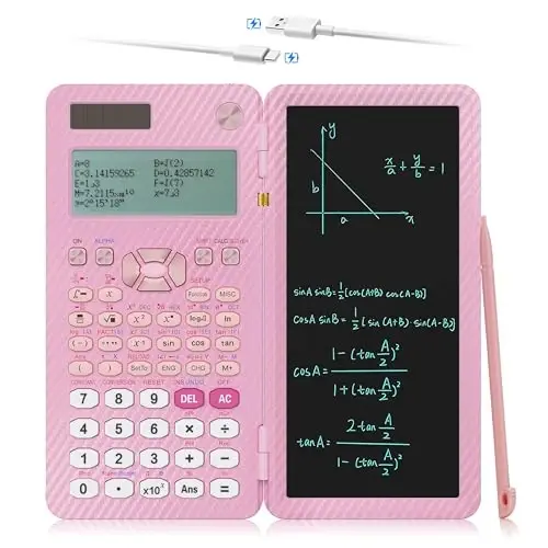 Scientific Calculators for College Students, IPepul Pink Desktop Math Solar Calculator with Notepad,991EX Type-C Rechargeable 552 Functions, School Supplies for Middle High School and Students(Pink) - 1