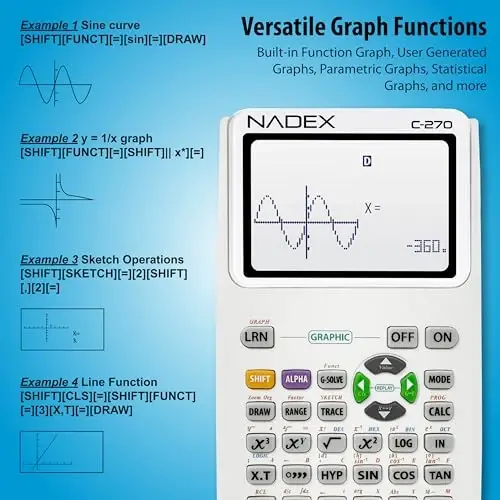 Scientific Calculator with Graph Functions for College and High School Students, Engineering, Advanced Mathematics, Calculus, Algebra, Geometery, Trigonometry, Statistics, Physics, Chemistry, White - 3